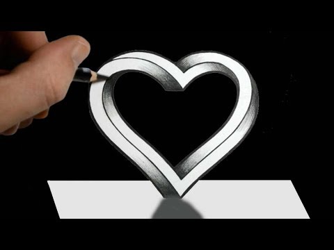 How to Draw 3D Heart Easy 3D Drawing Heart Trick Art Floating Heart 