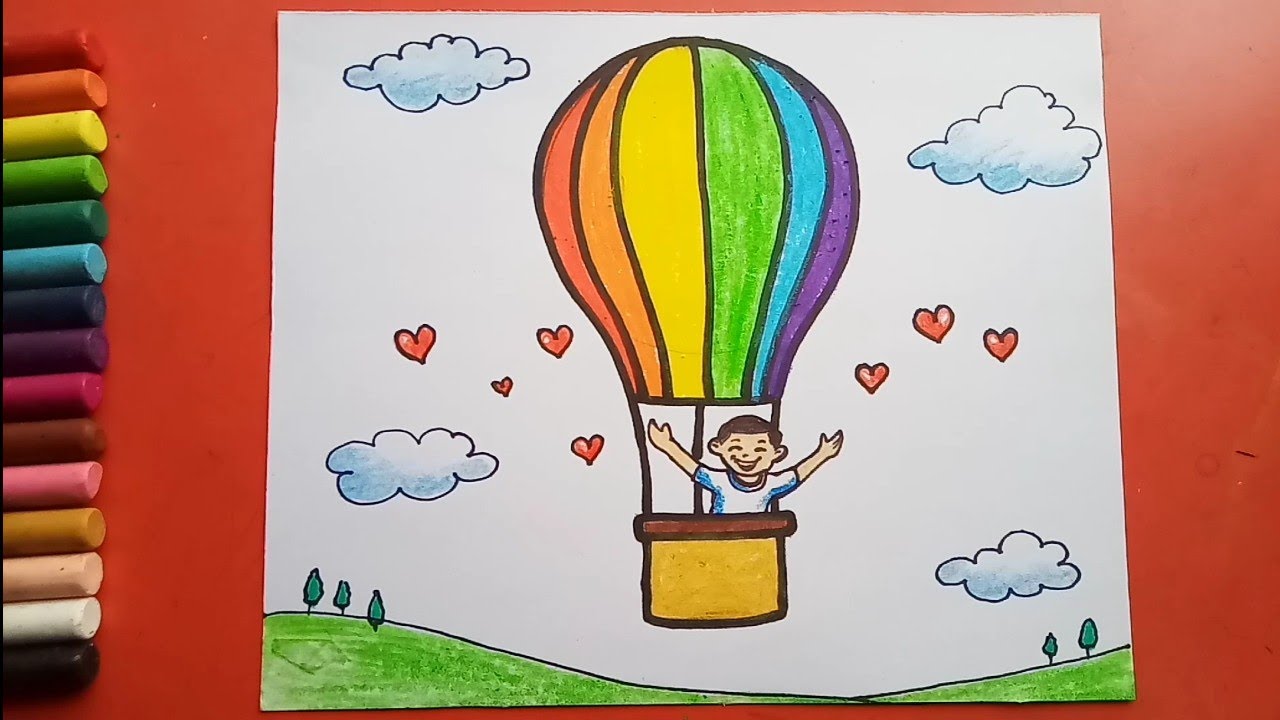 Easy Hot Air Balloon drawing - YouTube