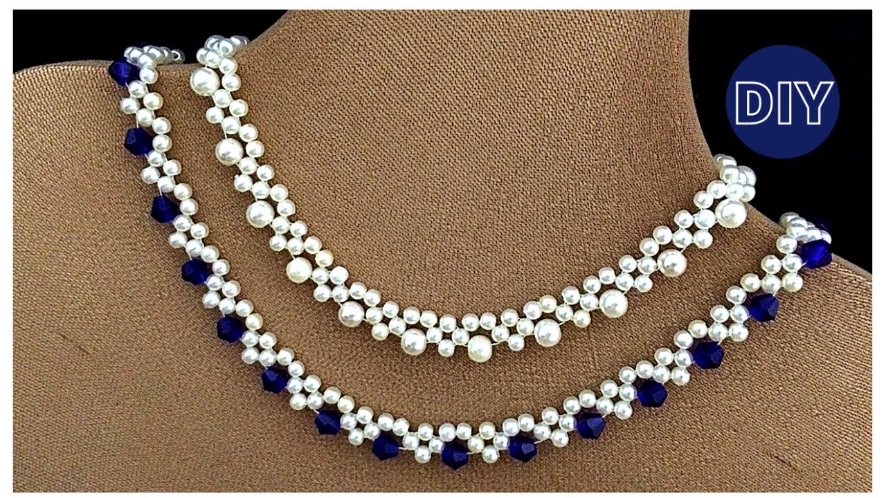 How to make elegant necklace with beads. Crystal beads necklace