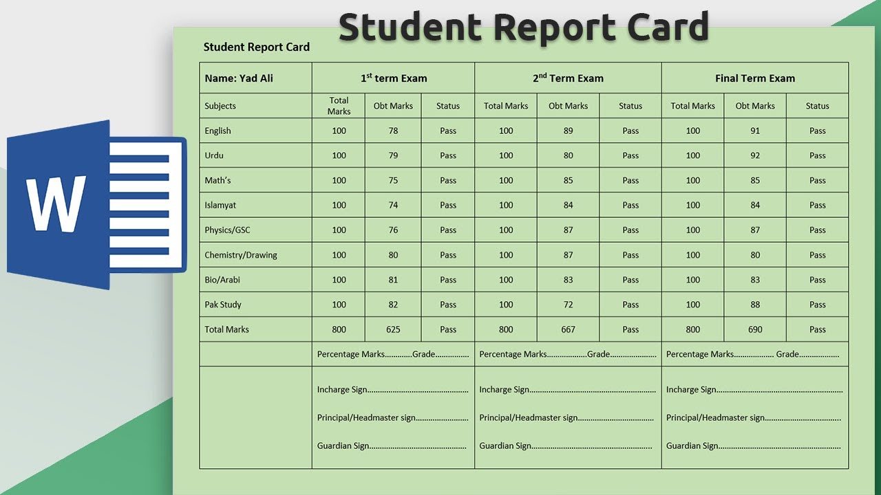 Elementary Report Card Template Collection