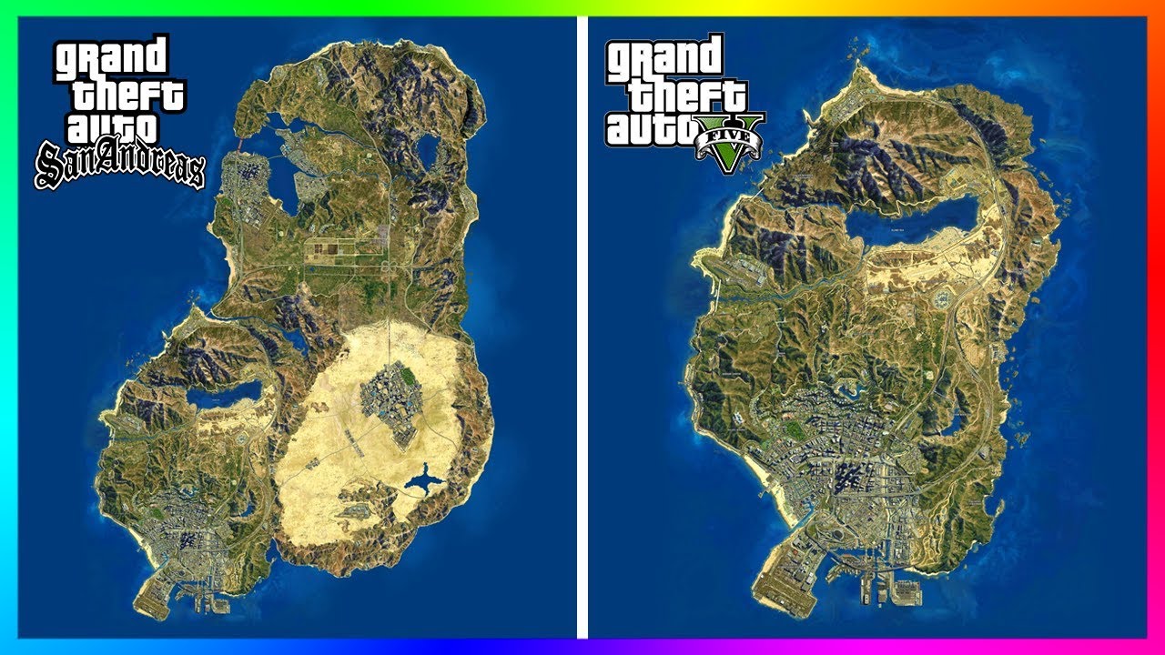 Grand Theft Auto San Andreas Map Vs Gta 5