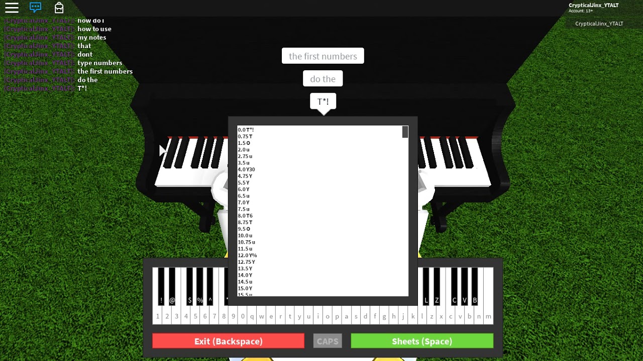 How To Use My Notes In Roblox Piano Keyboard v1.1 - YouTube