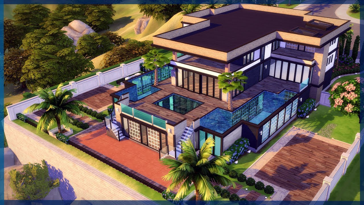 HOLLYWOOD HILLS || Modern Mansion || The Sims 4 Speed Build (Part 1 of ...