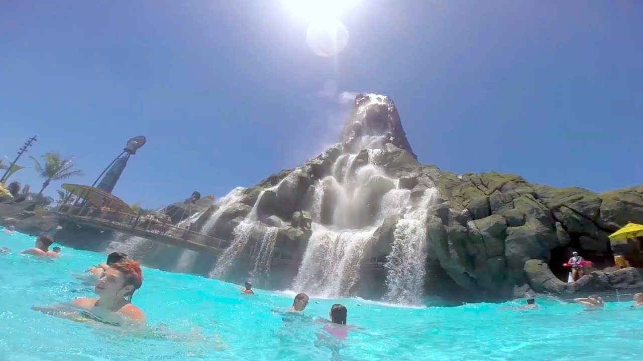 Volcano Bay Krakatau Wave Pool swim through at Universal Orlando - YouTube