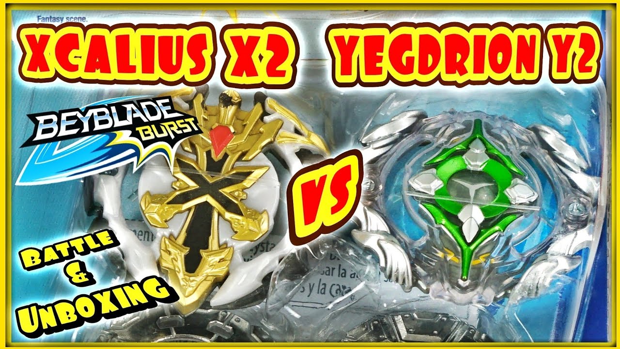 Beyblade Burst Evolution XCALIUS X2 vs YEGDRION Y2 Battle & Unboxing ...