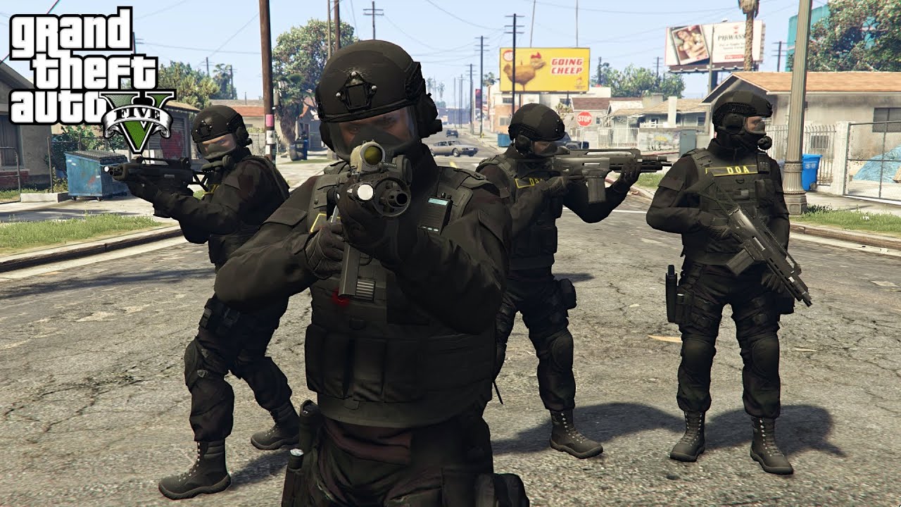 SWAT TEAM Cleans Up Grove Street Gangs in GTA 5! - YouTube