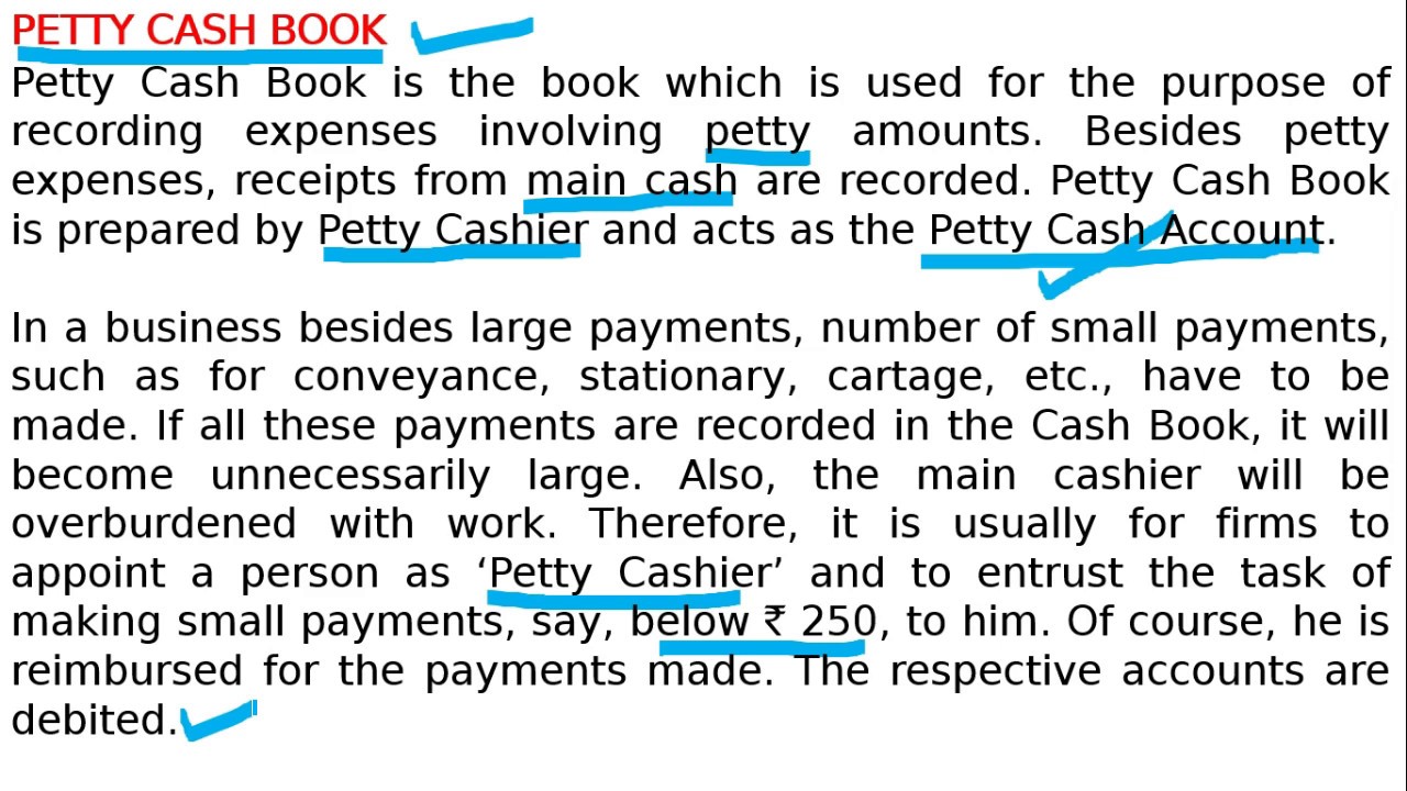 Petty Cash Book and Advantages of Imprest System - YouTube