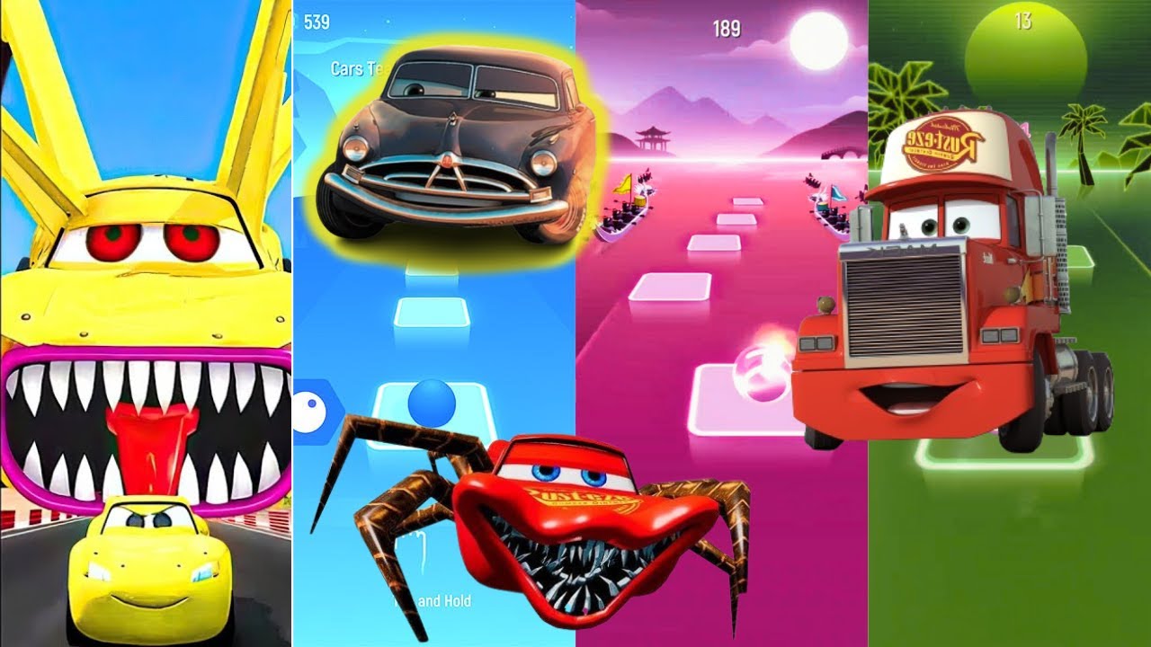 Yellow eater mcqueen vs Doc Hadson vs Lightning mcqueen vs Mack truck ...