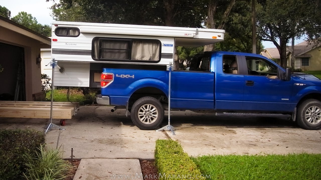 removing bolted-down Four Wheel Campers Keystone truck camper from Ford ...