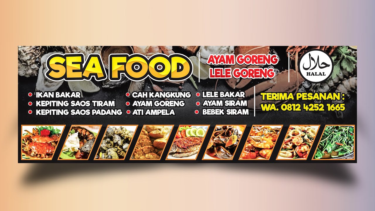 Desain Banner Sea Food | Free CDR - YouTube