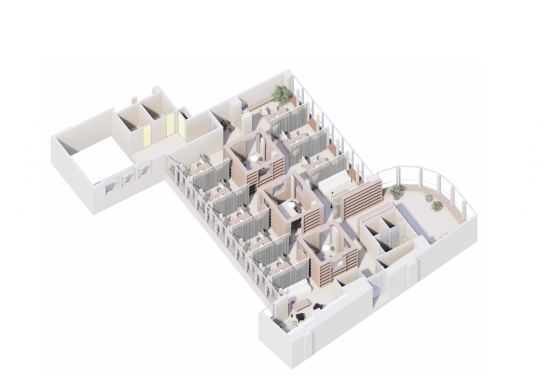 Plan 3d des bureaux d'un architecte