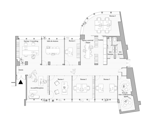 plan des bureaux réalisé par un architecte