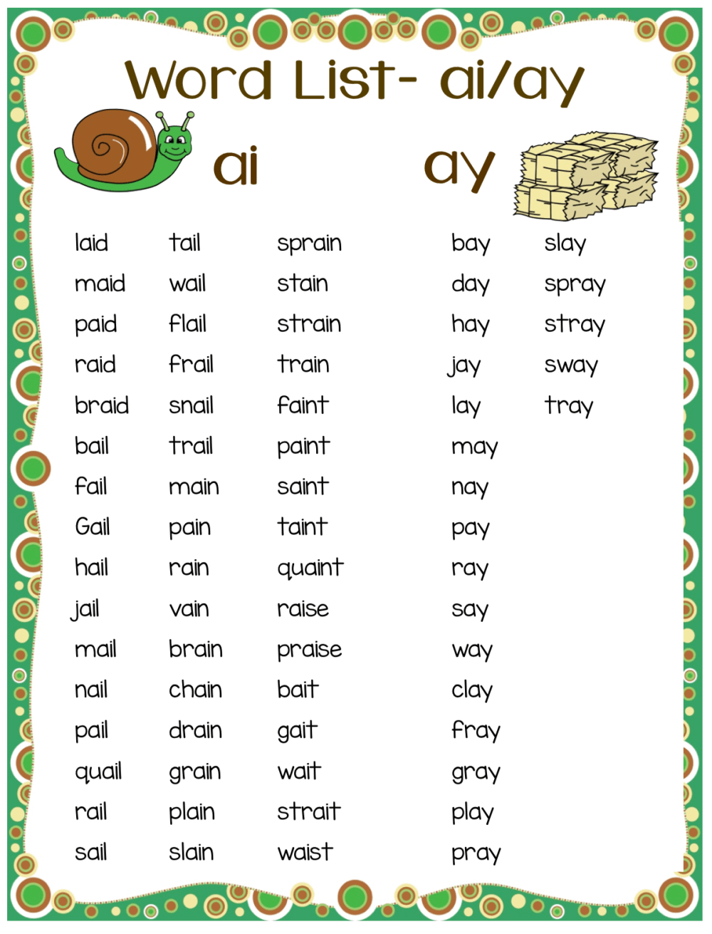 Ay Ai Worksheets First Grade - Ai Or Ai Spelling 1