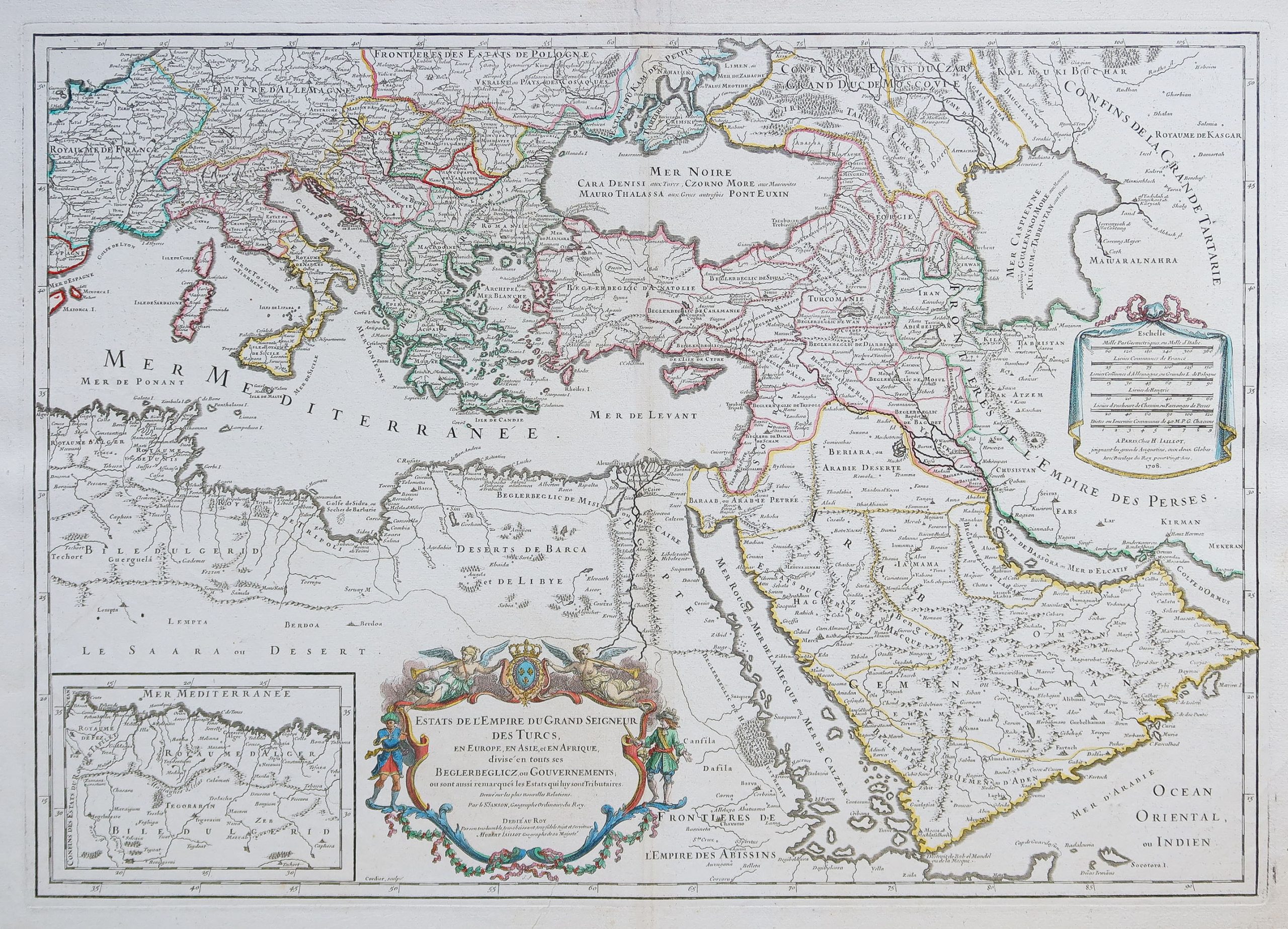 Carte géographique ancienne de l'Empire Ottoman 