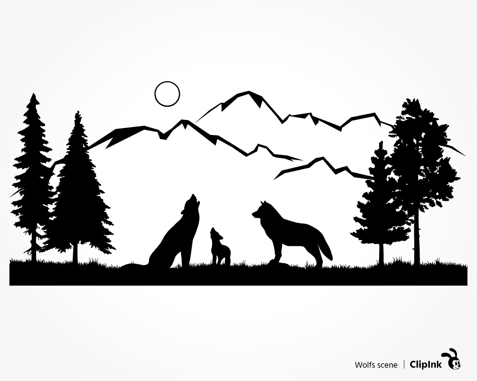 wolf scene svg