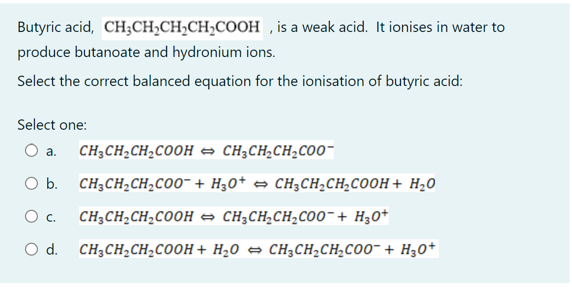 Butyric Acid Ch3ch₂ch₂ch₂cooh