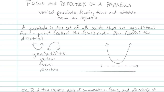 Focus And Directrix Of A Parabola