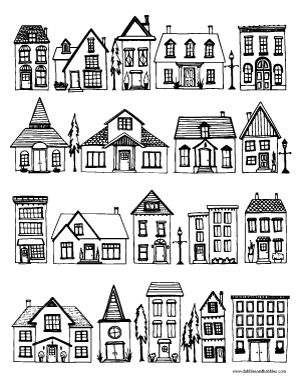 houses coloring page dabbles babbles