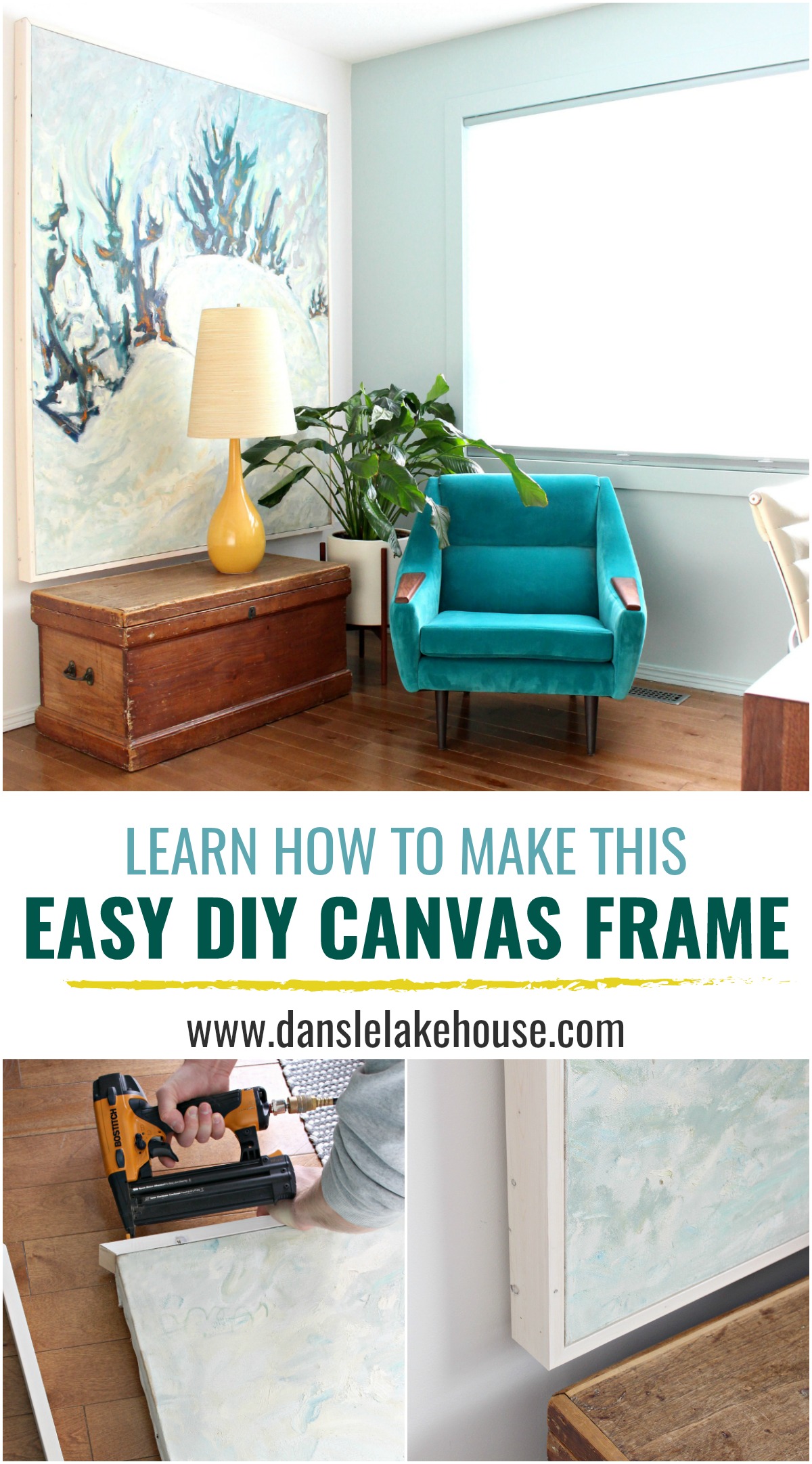 How to Frame Art for Cheap | Easy DIY Canvas Frame #woodworking #diy #diyframe #savemoney #budgethomedecor