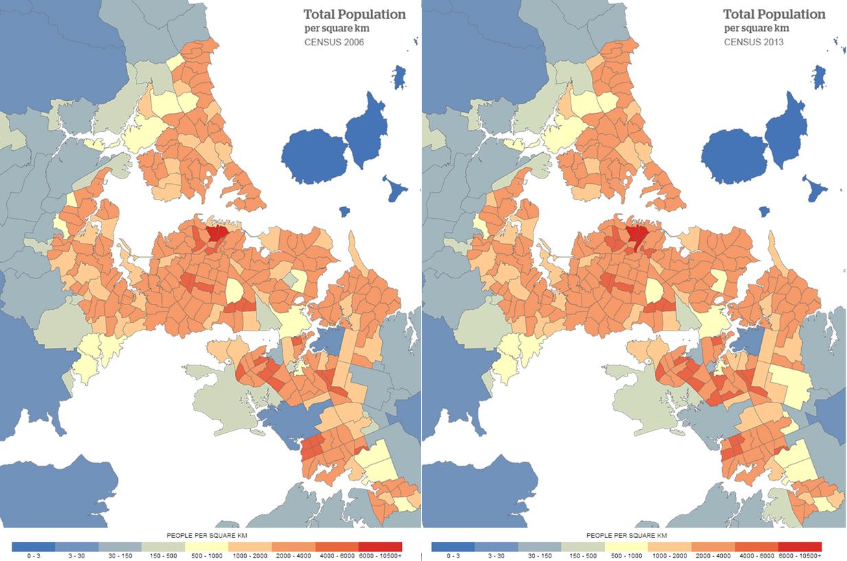 Auckland Population Density Map