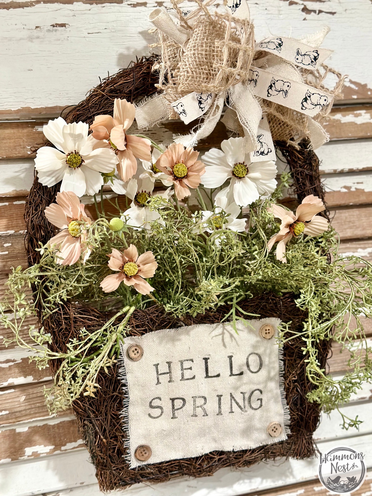 Spring Makeover on Hanging Basket from Dollar Tree