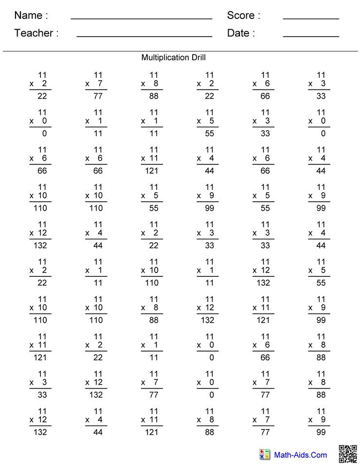 multiply 11 worksheet answers – Hoeden at Home