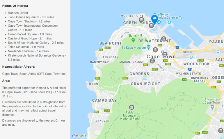 Map of where hotel is in Cape Town