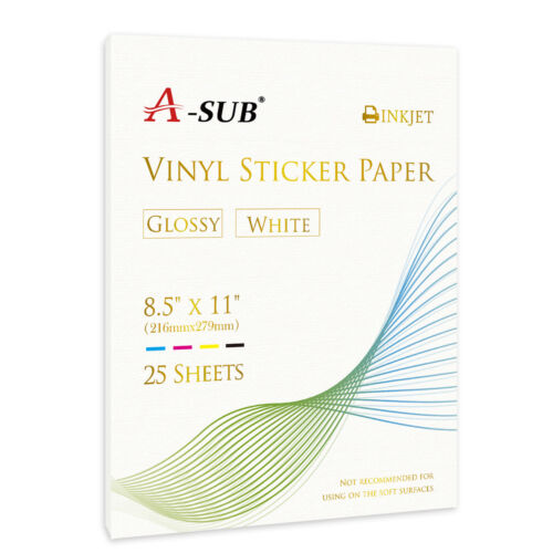 25 sheets printable vinyl glossy adhesive sticker paper for inkjet laser printer 644824538310 ebay