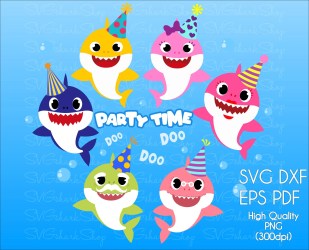 shark svg clipart birthday hat silhouette cut 1st cricut boy clipground vectorified