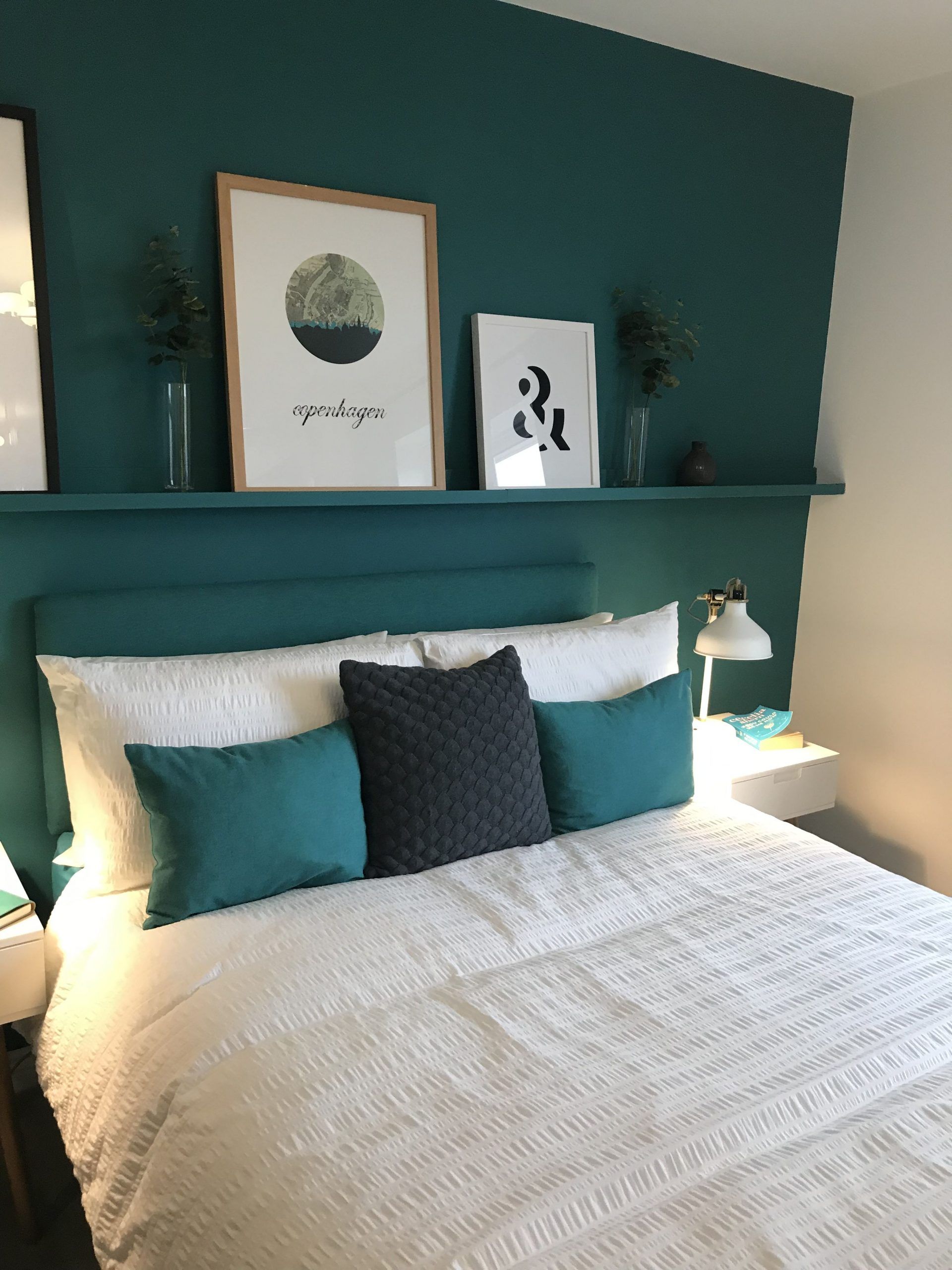 Dark teal bedroom walls