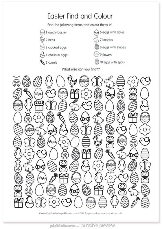 free printable easter find and colour activity easter worksheets