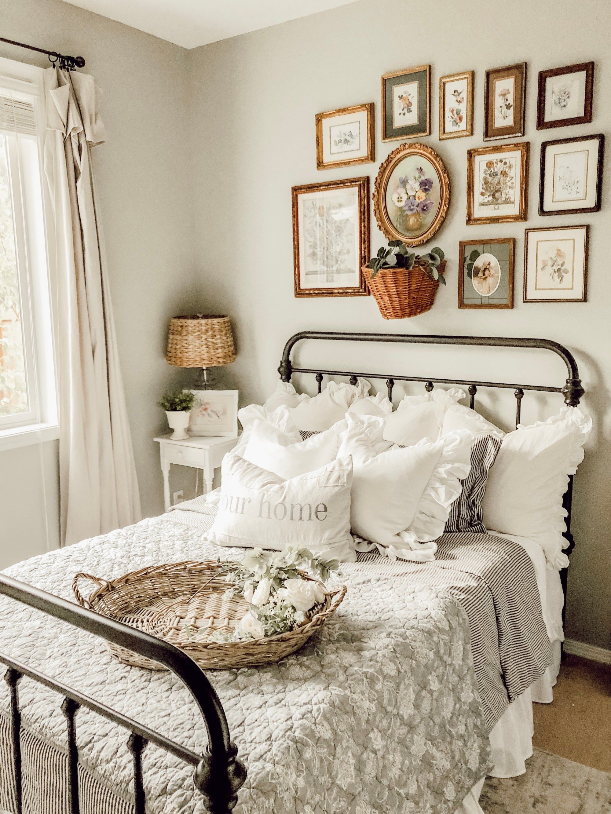 Farmhouse gallery wall with vintage decor