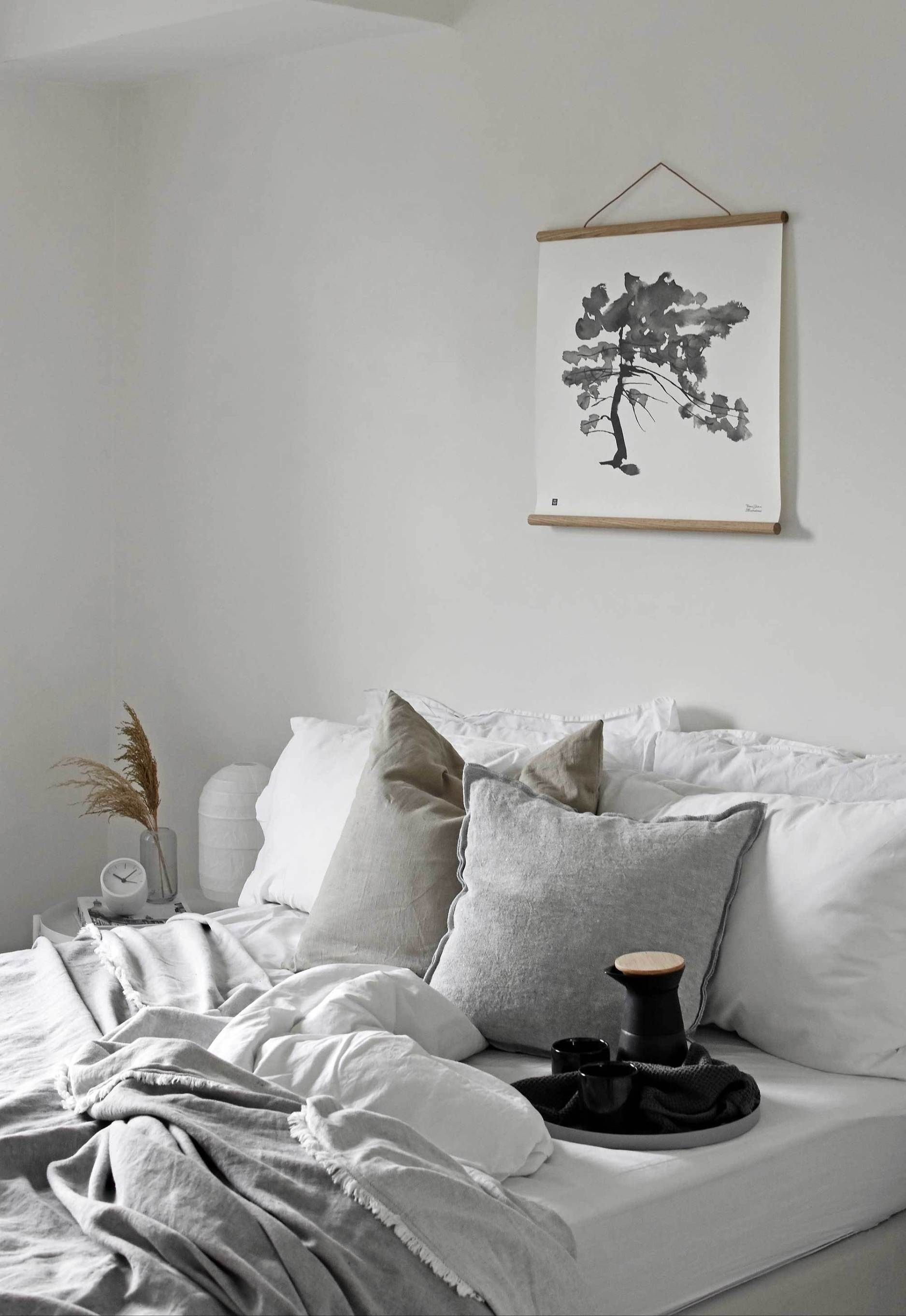 Cozy bedroom with wall art