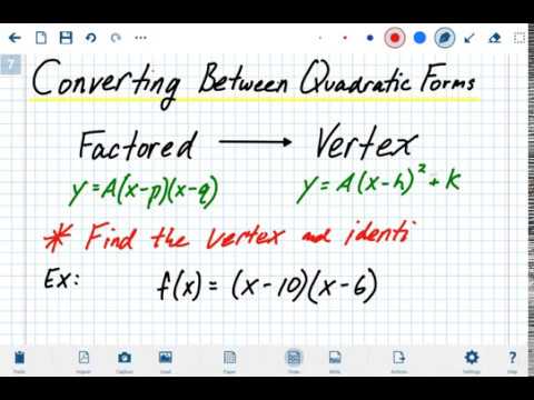 Converting Factored Form To Vertex