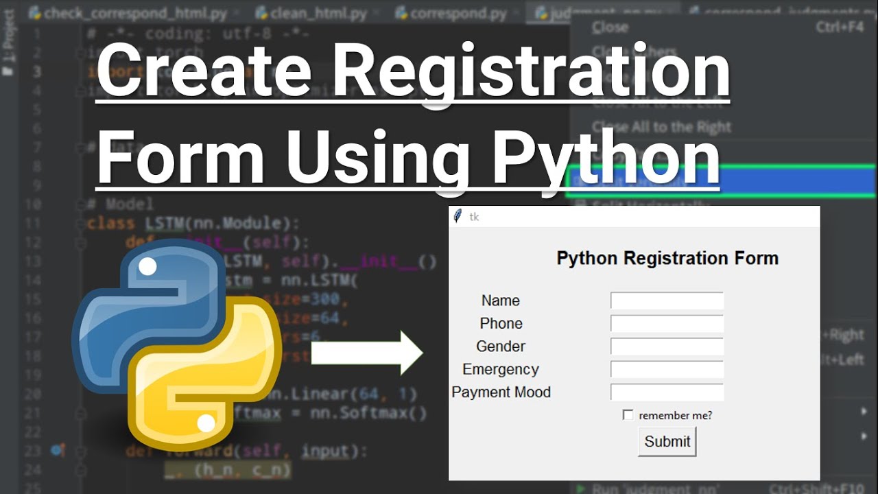 Python Project – Create Registration Form / Login Form Using Python