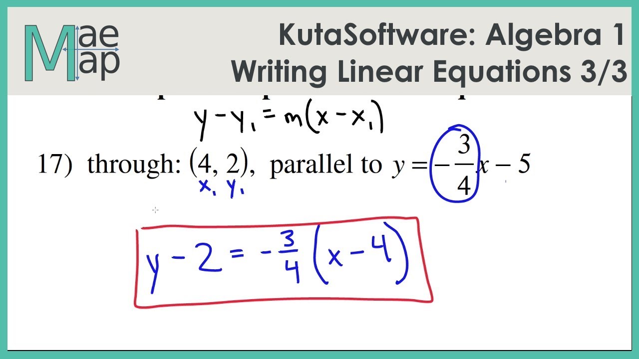 Kuta Algebra 1 Writing Linear