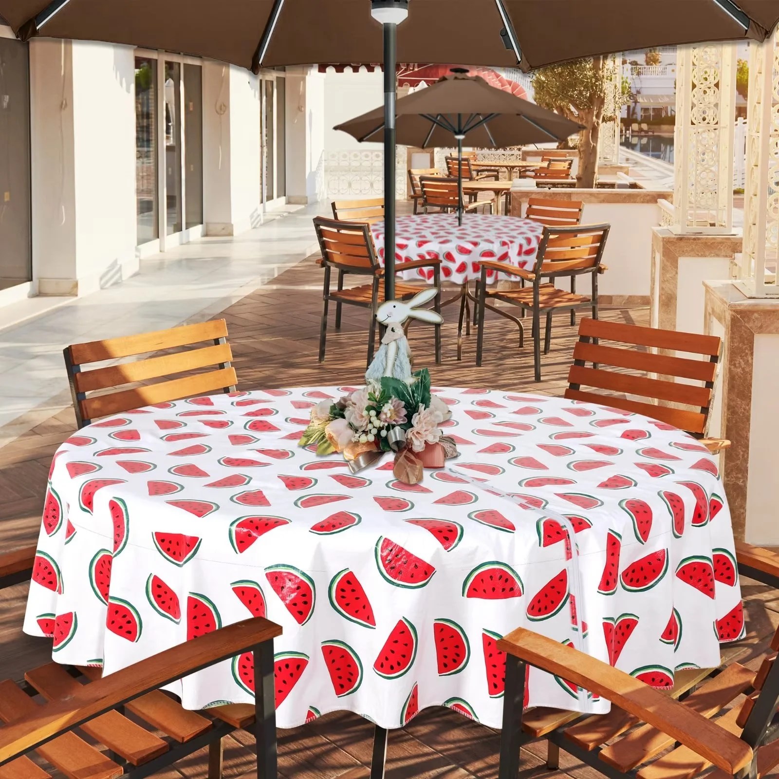 Lushvida Round Outdoor Tablecloth With