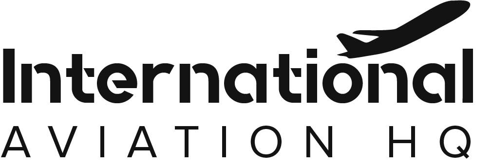 International Aviation HQ logo depicting the words "International Aviation HQ" and a black passenger jet