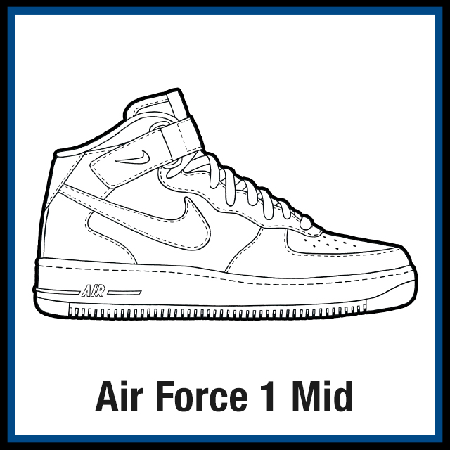 Nike Air Force 1 Mid Sneaker Coloring Page