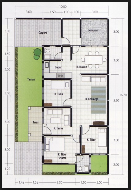  Denah  Rumah  3  Kamar  Ukuran 6x12 Terbaik dan Terbaru