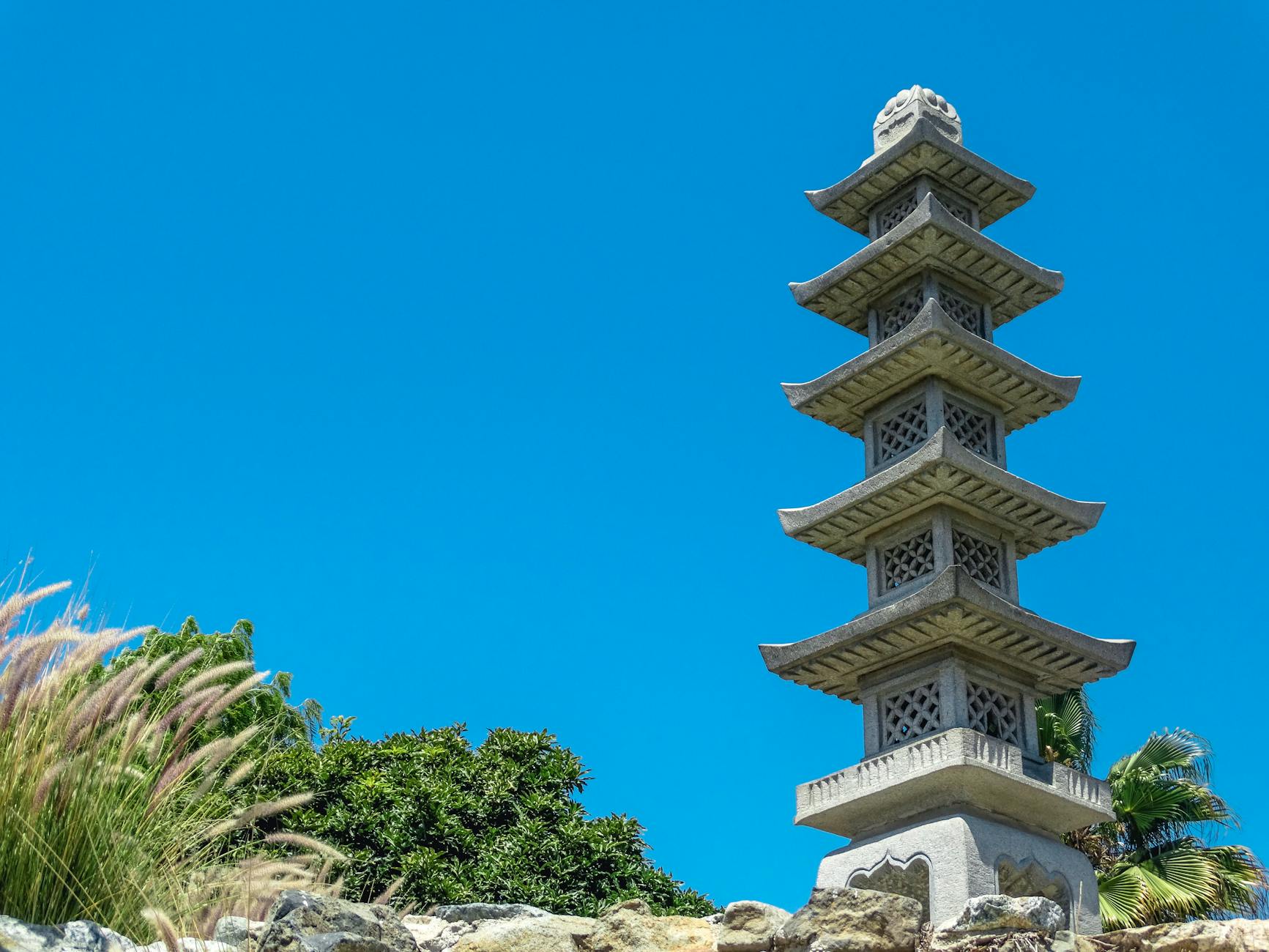 traditional asian tower in sunlight