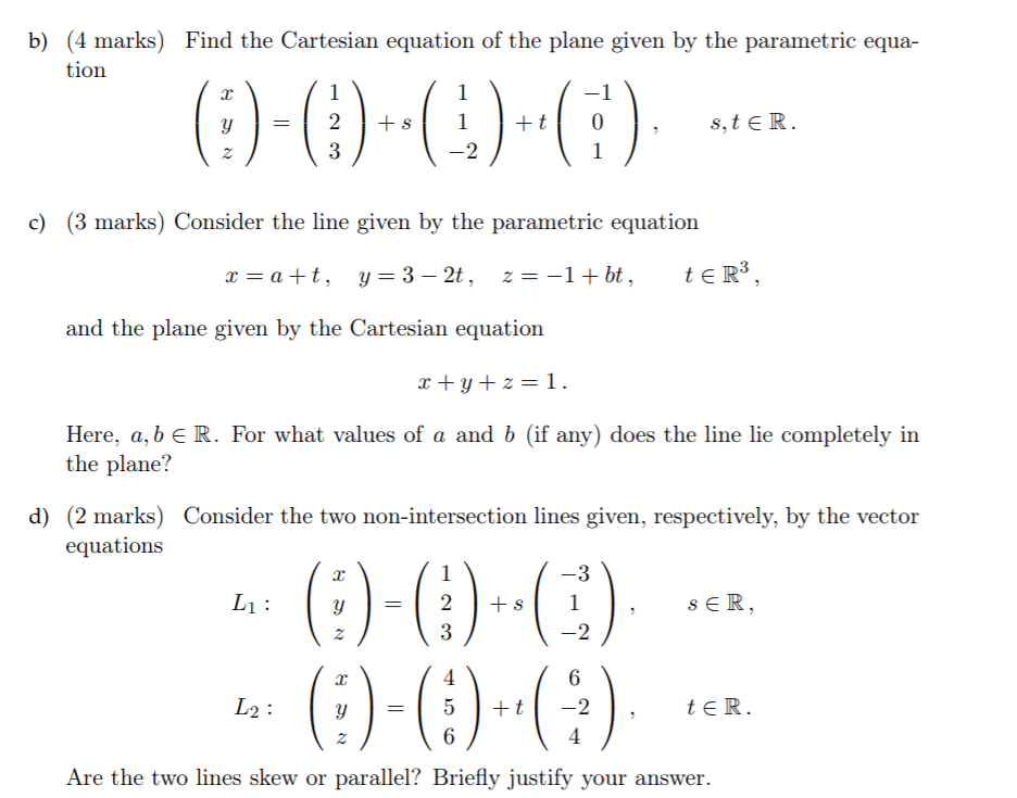 The Cartesian Equation Of Plane