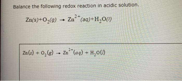 Balance The Following Redox Reaction