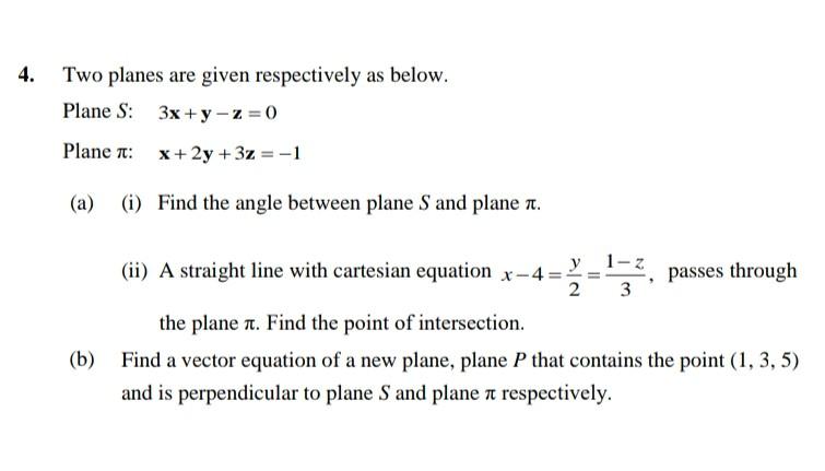 Solved Two Planes Are Given