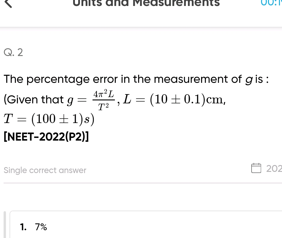 Percentage Error In The Measurement