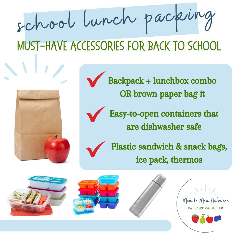 Here are a few school lunch accessories that have helped me, a busy Mom of 4 school-age children, pack lunches with efficiency and ease each week. 