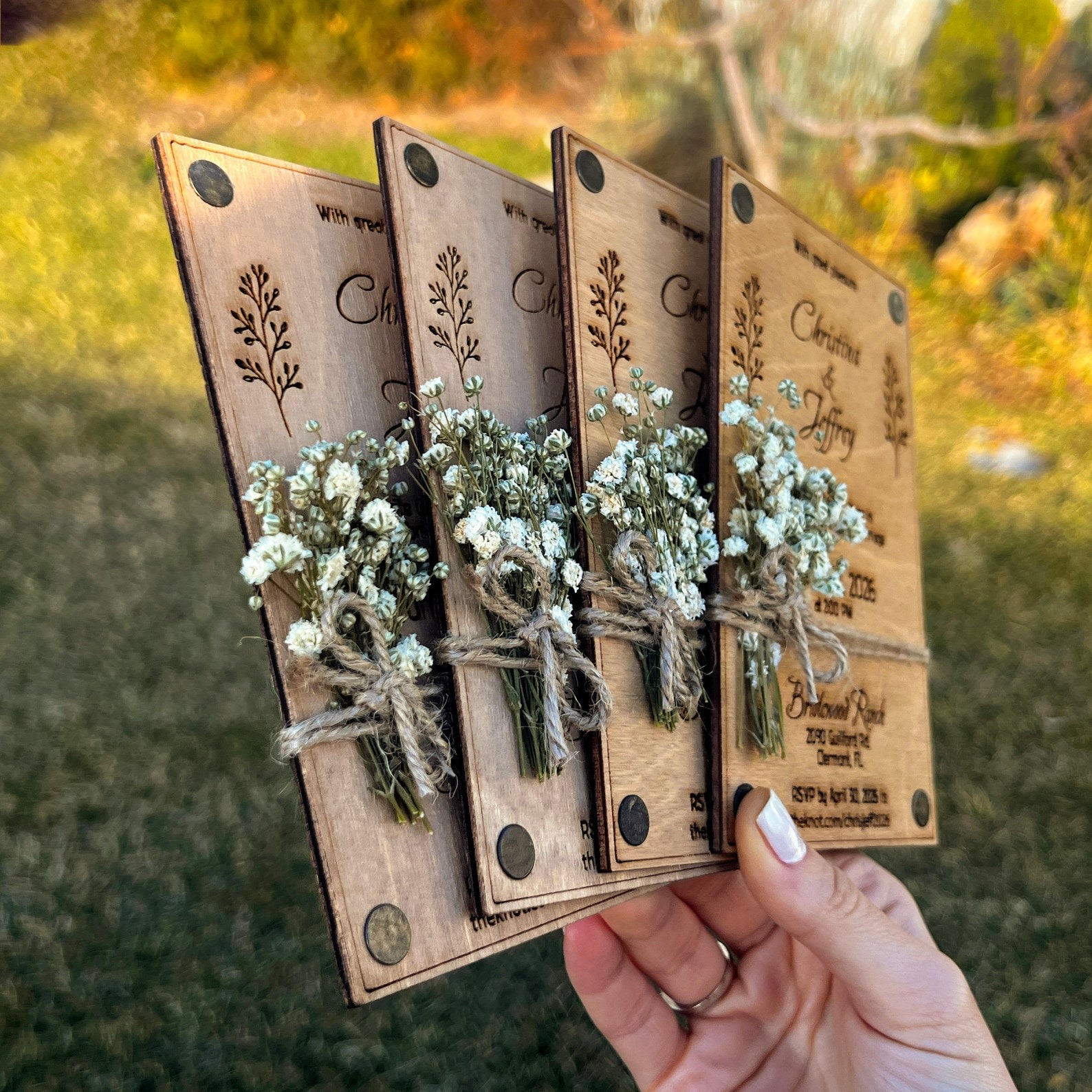 Gypsophila Wood Wedding Invitation Rustic Wedding Invitations alternative wedding ideas from Offbeat Wed (formerly Offbeat Bride)