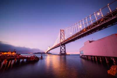 Bay Bridge with Treasure Island in San Francisco At Night Free Photo