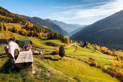 Bench with the View in Austrian Mountains Free Photo