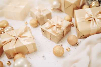 Elegant Golden Christmas Presents Free Image